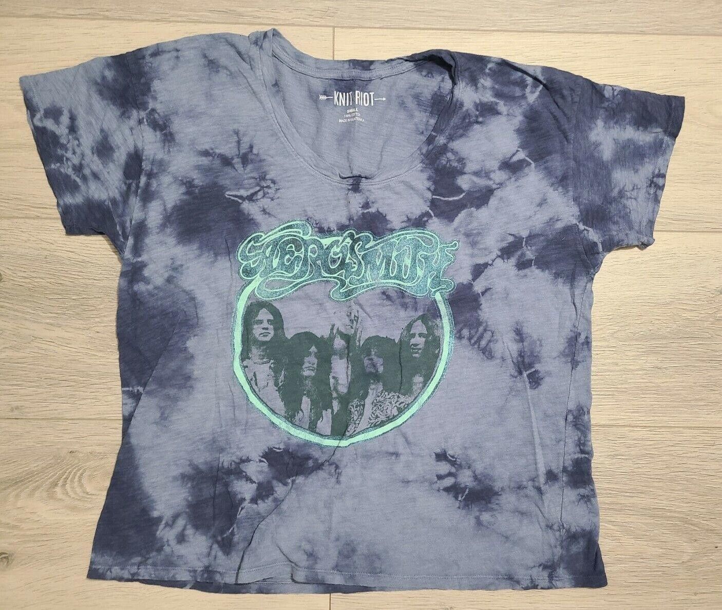 Designer Knit Riot Aerosmith T Shirt Small Blue Tie Dye Band tee Size S / US 4 / IT 40 - 1 Thumbnail