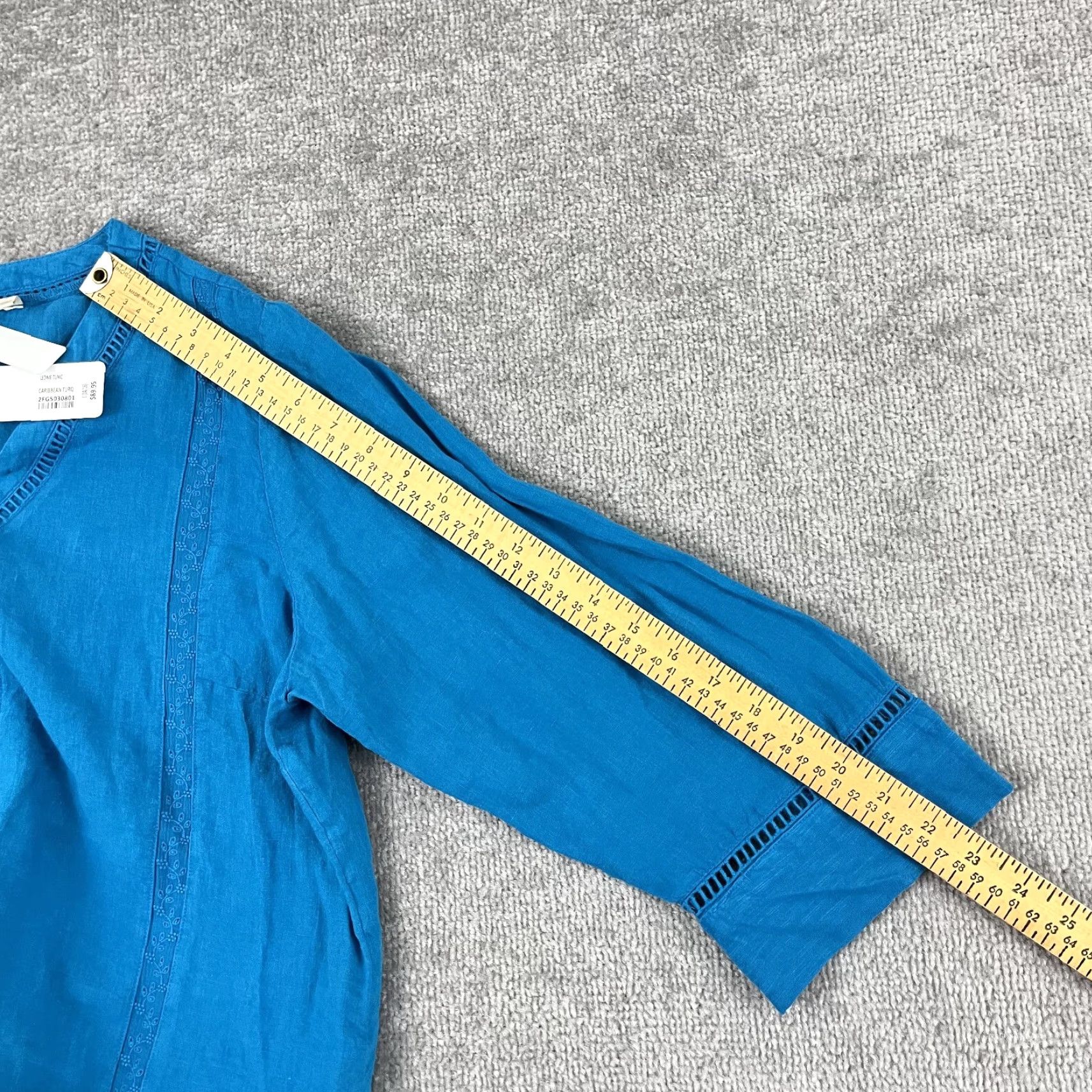 Soft Surroundings Soft Surroundings Leonie Tunic Top Womens Large 14-16 Caribbean Turquoise Linen Size L / US 10 / IT 46 - 6 Thumbnail