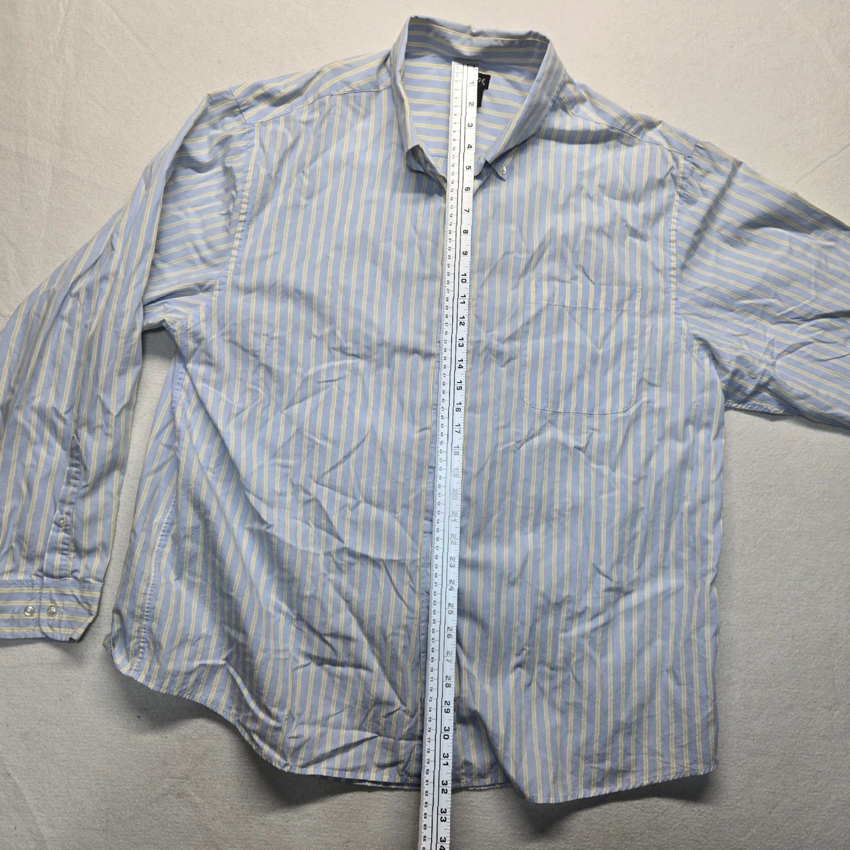 George George Shirt Blue Striped Long Sleeve Button Up 100% Cotton Casual Adult Men 2XL Size US XXL / EU 58 / 5 - 6 Thumbnail