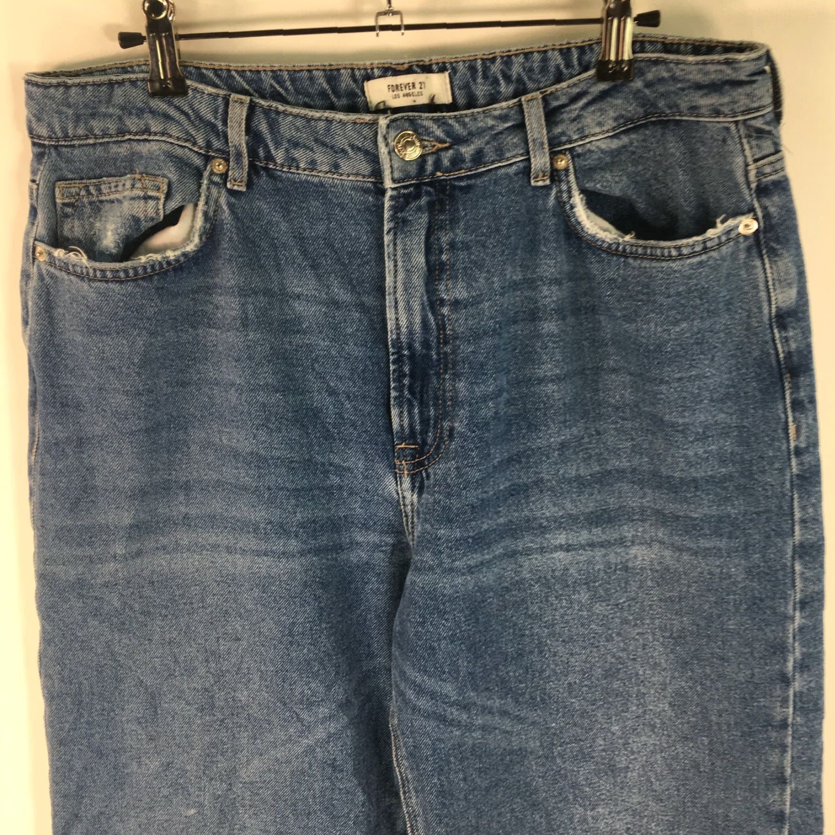 Forever 21 Forever 21 Los Angeles Womens Blue Regular Straight Leg Jeans Size 31 Size 24" / US 00 / IT 34 - 3 Thumbnail