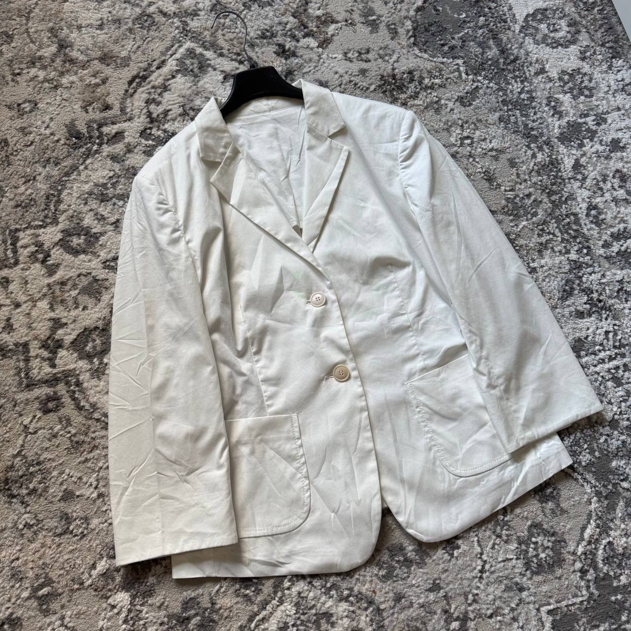Max Mara Max Mara Ivory White Button Classic Blazer Size XL / US 12-14 / IT 48-50 - 3 Thumbnail