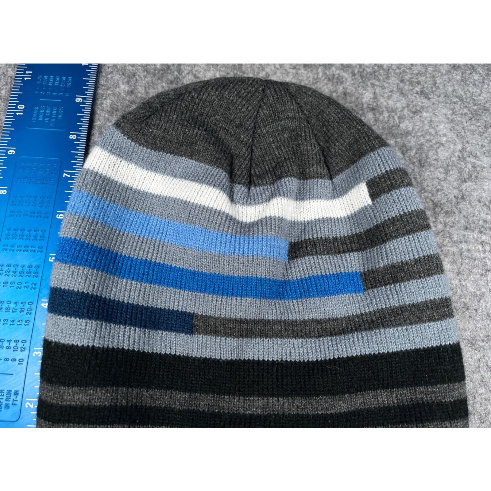 Vintage Frostbite Beanie Mens One Size Blue Gray Stripe Knit 100% Acrylic Lined Hat Beanie Mens One Size Blue Gray Stripe Knit 100% Acrylic Lined Size ONE SIZE - 3 Thumbnail