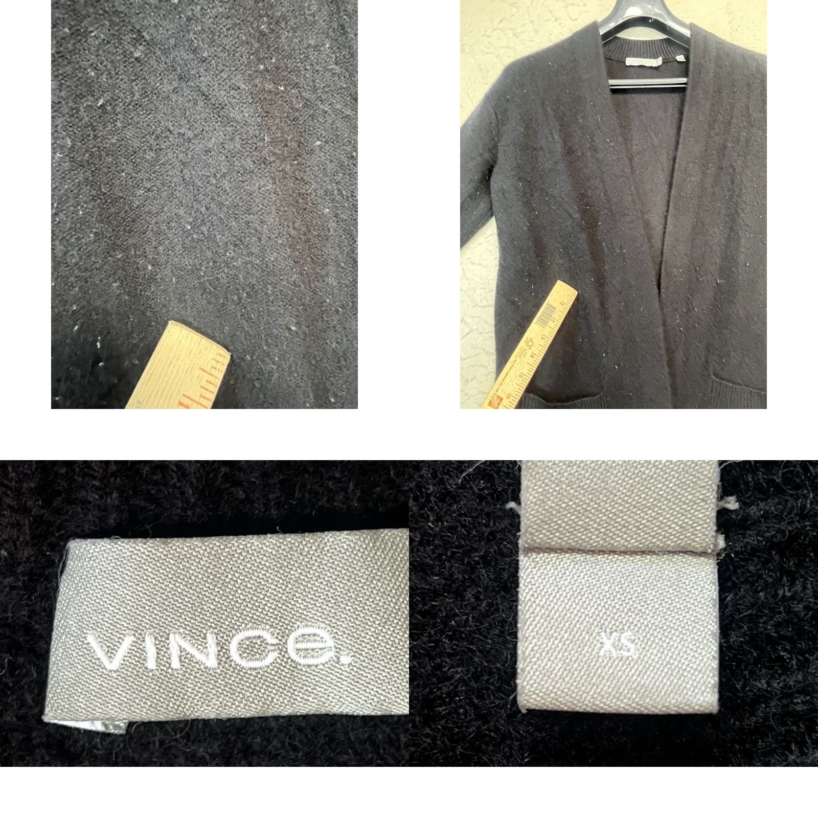 Vince Vince Open Front Cardigan Cashmere Black Long Sleeve XS / TP Womens Sweater Cardigan Open Pockets Size XS / US 0-2 / IT 36-38 - 8 Thumbnail