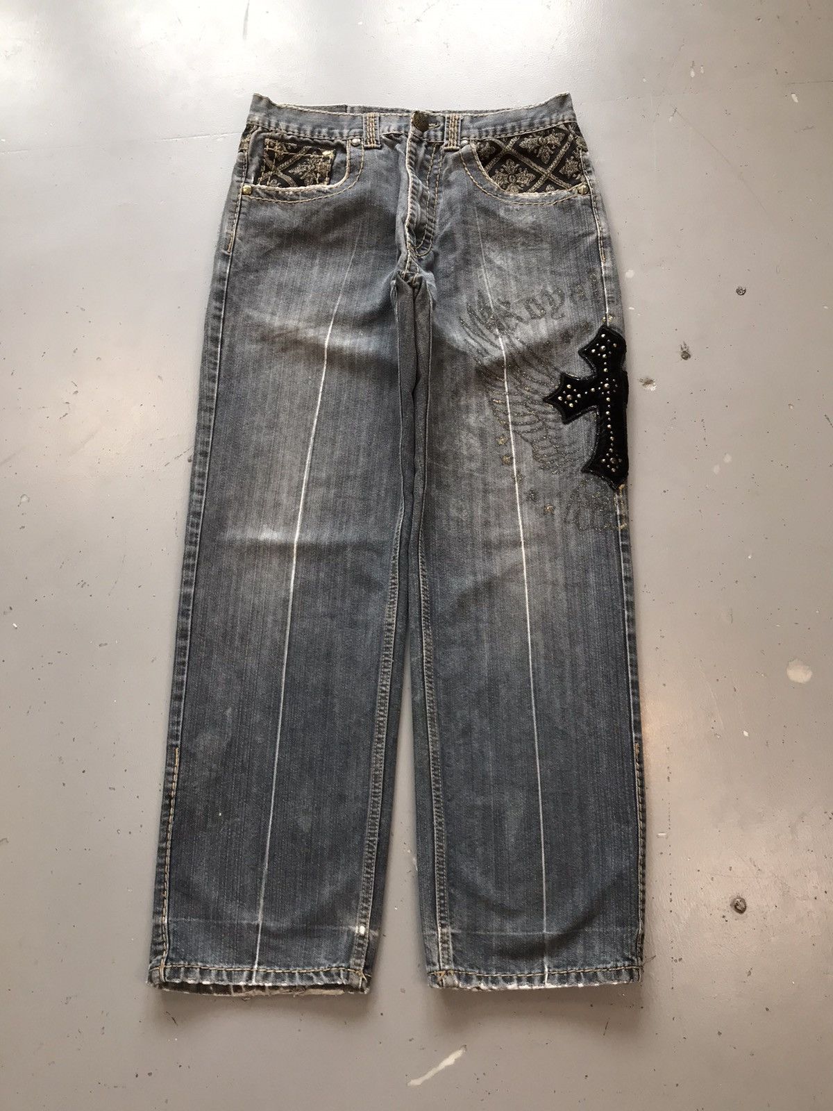 Vintage Vintage royal army crazy cross studd embroidered denim Size US 32 / EU 48 - 2 Thumbnail