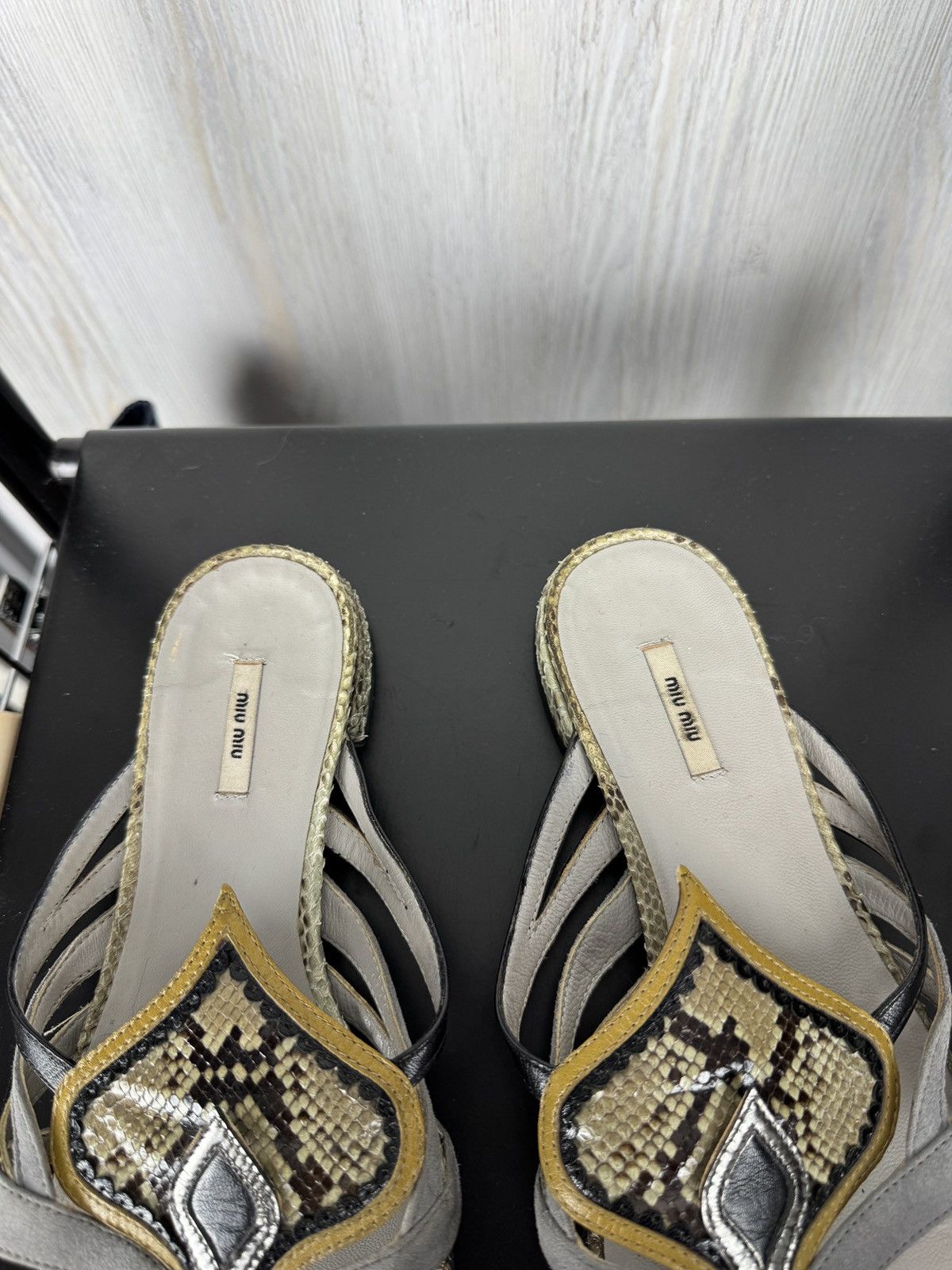 Miu Miu Miu Miu Lizard snake leather and suede sandals mules Sz 37 Size US 7 / IT 37 - 11 Thumbnail