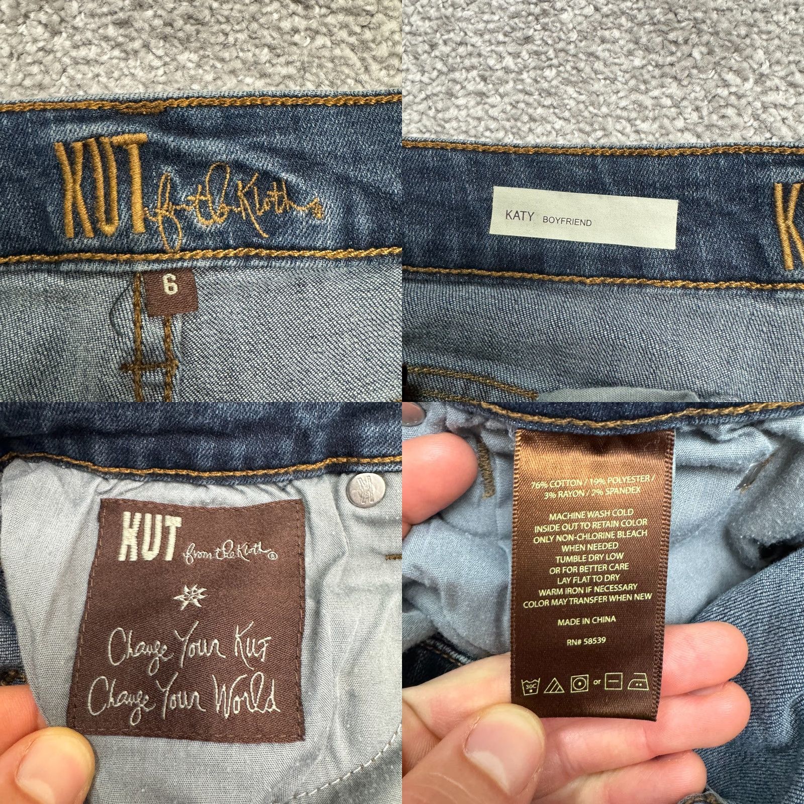 Vintage VINTAGE KUT from The Kloth Katy Jeans Women 6 Denim Blue Dark Wash Regular Stretch 5-Pocket Boyfriend Fit Womens Jeans Size 28" / US 6 / IT 42 - 8 Thumbnail