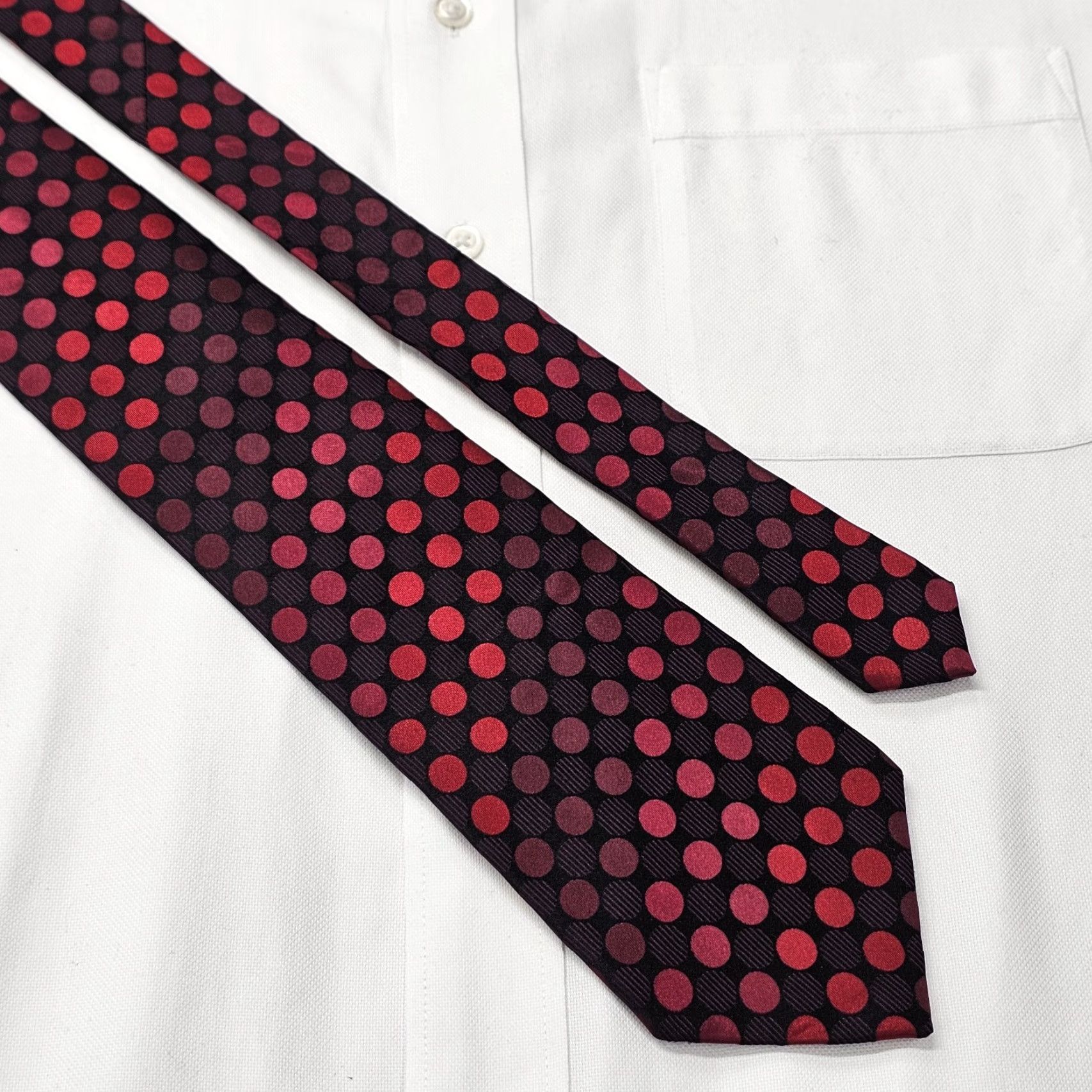 Sean John Sean John Silk Necktie Men Red Black Pink Polka Dot Tie Preppy Office Wear Long 60.5" x 3.75" 100% Silk Vintage? Size ONE SIZE - 3 Thumbnail