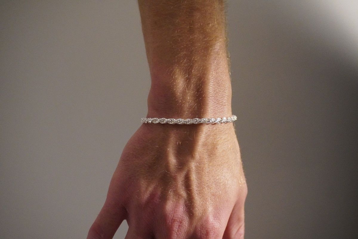 Jewelry Silver Bracelet Solid .925 Silver Rope Bracelet 4mm 7 Inches Size ONE SIZE - 1 Thumbnail