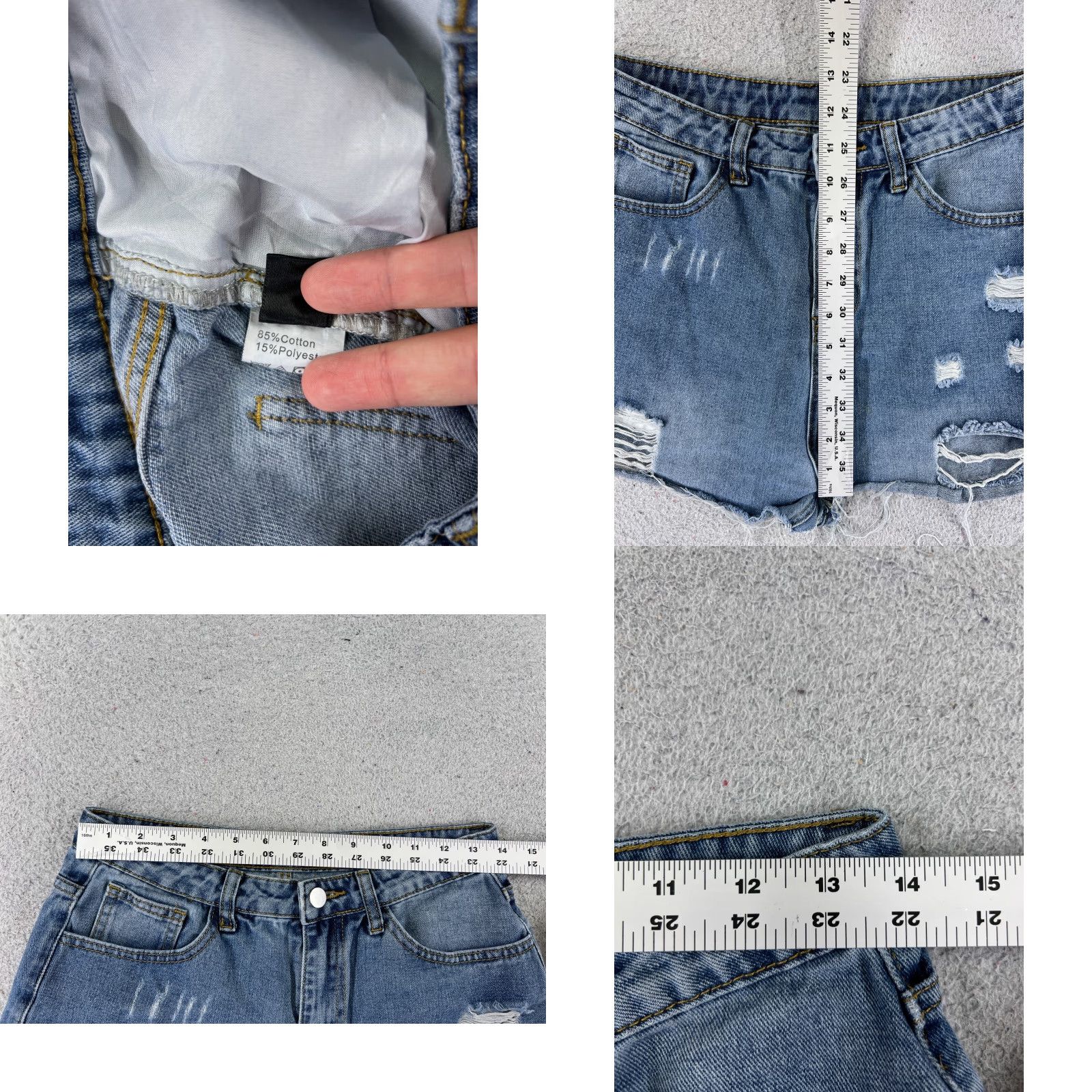 Shein SheIn Womens 26 Blue Denim Cut-Off Shorts Distressed High Rise Comfort Regular Size 26" / US 2 / IT 38 - 8 Thumbnail