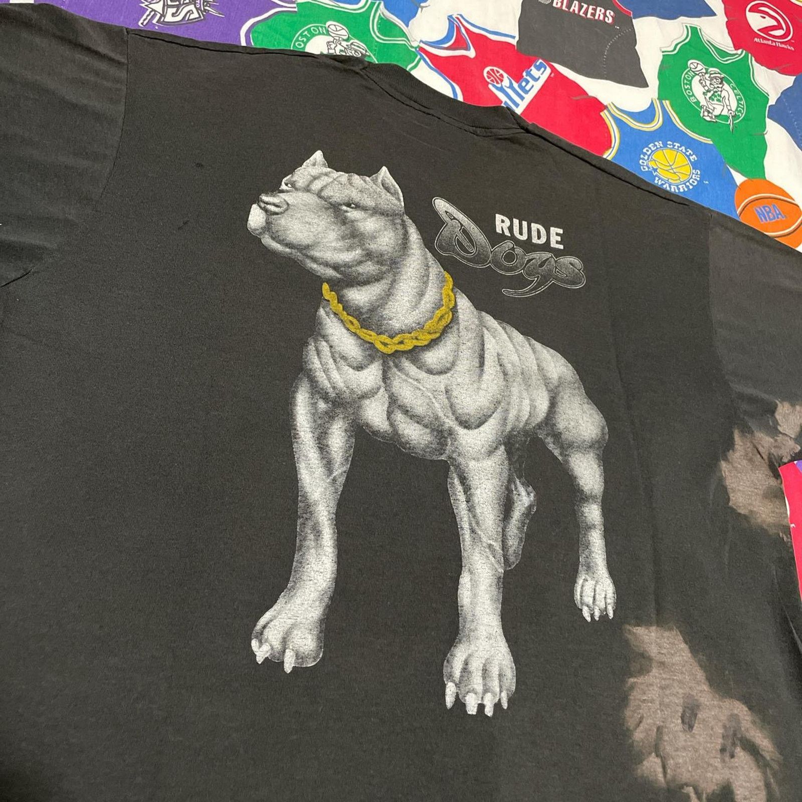 Vintage Vintage 90s Rude Dogs California Thrashed Single Stitch Tee Size US XL / EU 56 / 4 - 4 Thumbnail
