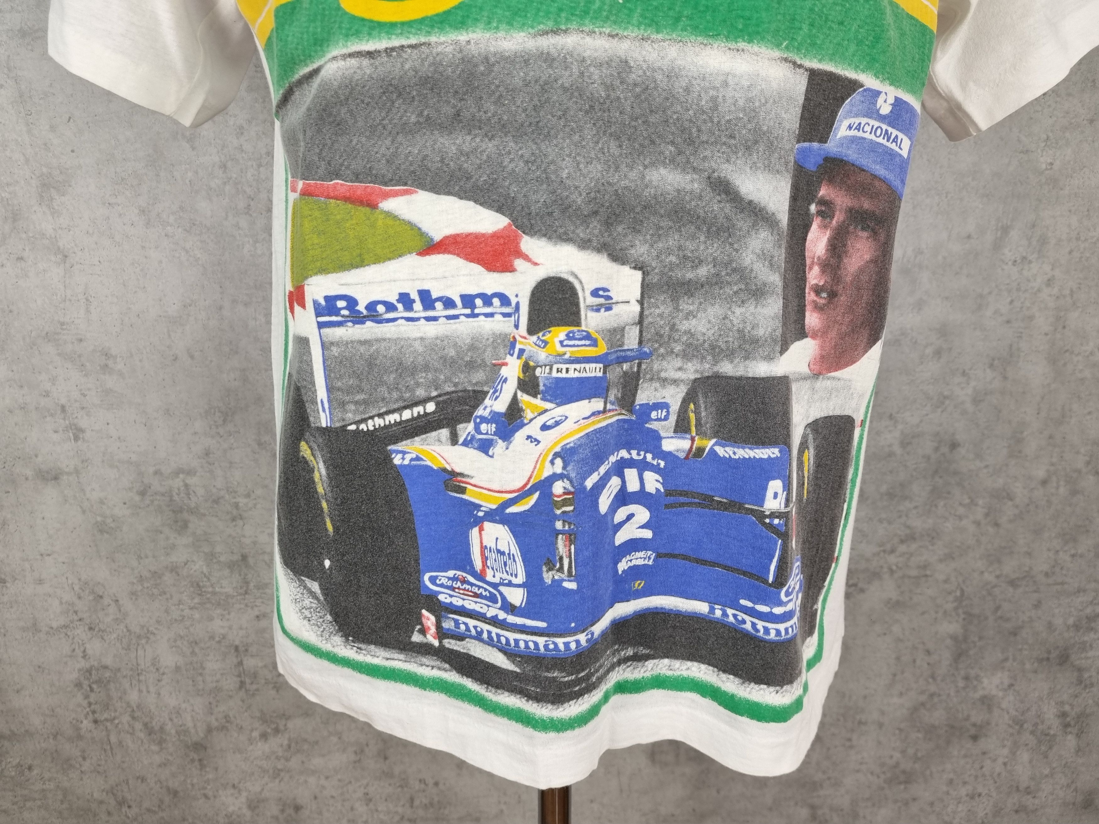 Vintage Single Stitch Ayrton Senna Rothmans Racing Tee Shirt Size US L / EU 52-54 / 3 - 6 Thumbnail