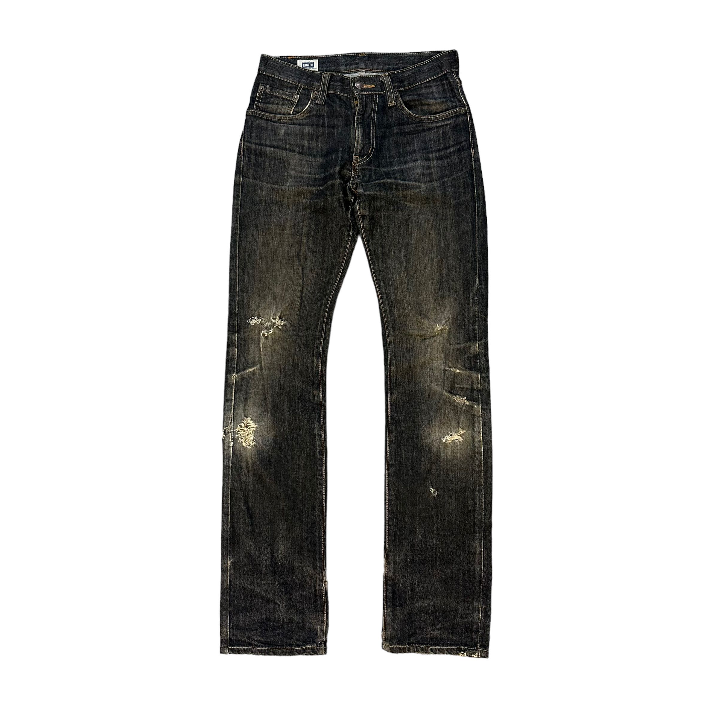 Edwin TRASHED🔥 VINTAGE EDWIN DISTRESSED JEANS #7627-158 Size US 27 - 1 Thumbnail