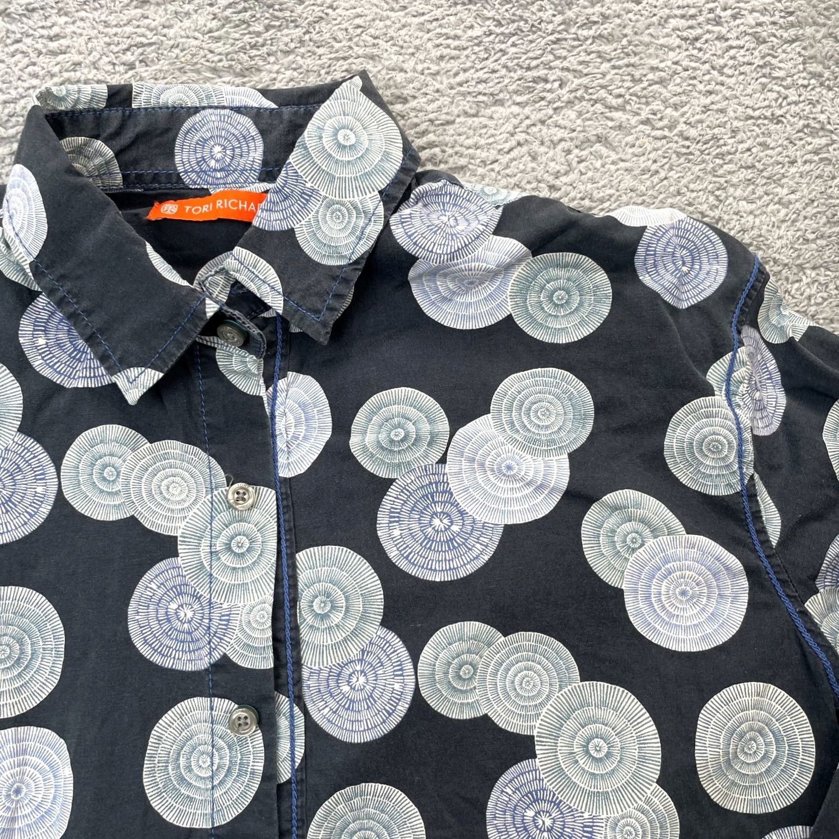 Tori Richard Tori Richard Shirt Men S Black Printed Cotton Long Sleeve Abstract AOP Button-Up Casual Beach Hawaiian 90s Womens Mens Girls Size 36R - 3 Thumbnail