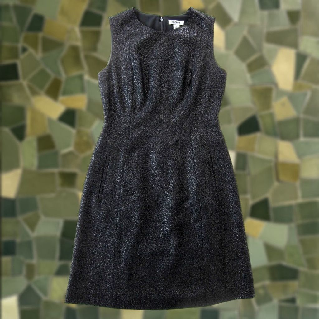 DKNY VINTAGE DKNY Black Shimmer Sleeveless Straight Sheath Tunic Work Party Dress Women 2 Size XS / US 0-2 / IT 36-38 - 1 Thumbnail