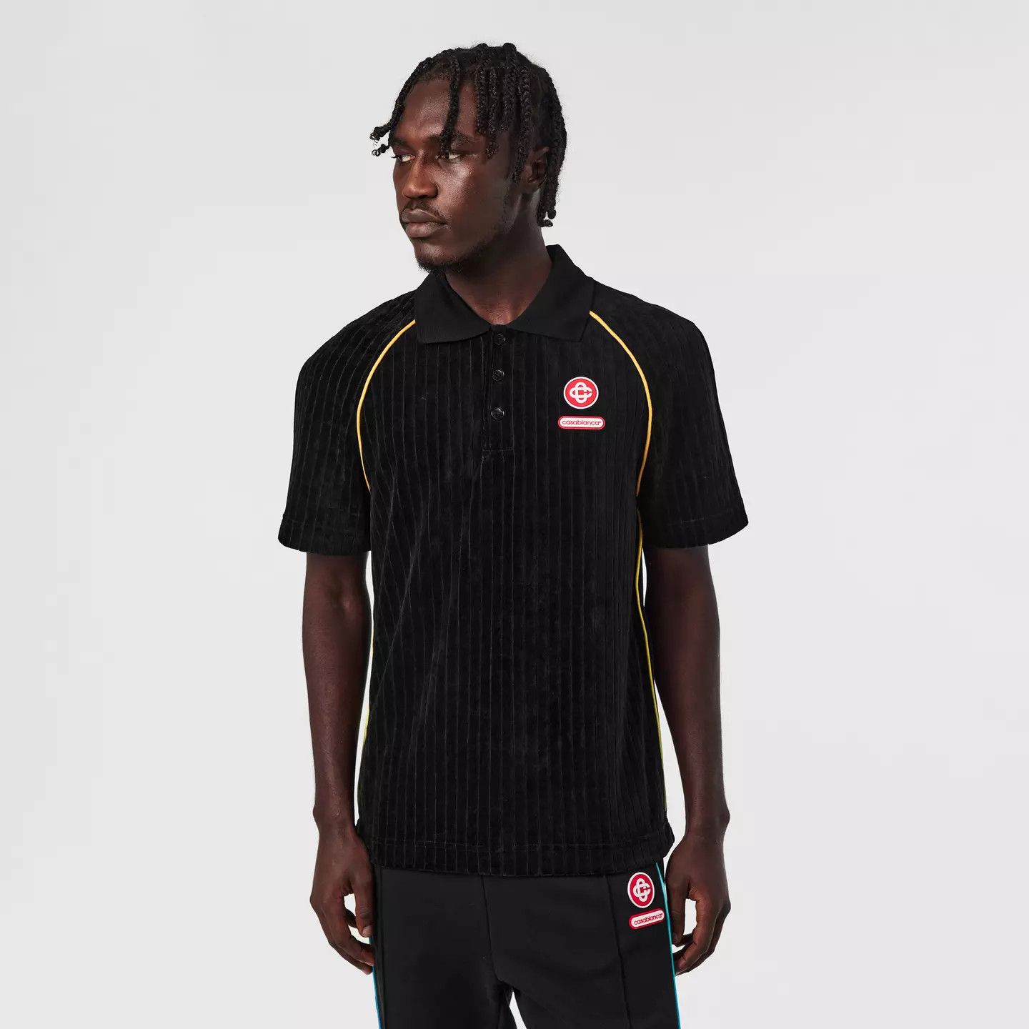Casablanca o1g2r1mq0426 Velour Short Sleeve Polo Shirt in Black Size US S / EU 44-46 / 1 - 3 Thumbnail