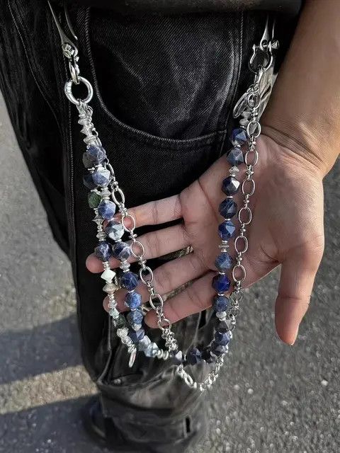 VIBE Pants Chain Peacock Blue Metal Concise Size ONE SIZE - 6 Thumbnail