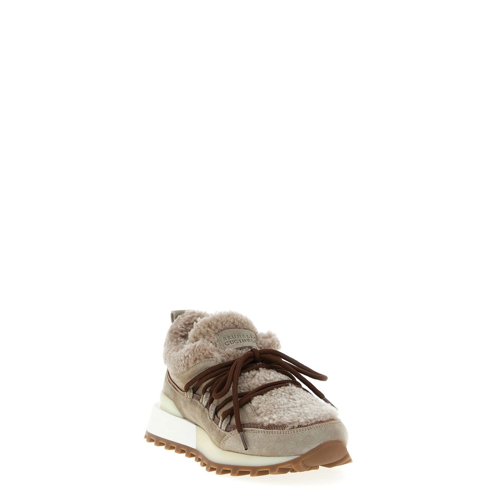 Brunello Cucinelli BRUNELLO CUCINELLI Light Gray Shearling Sneakers New & Authe Size US 7 / IT 37 - 2 Thumbnail