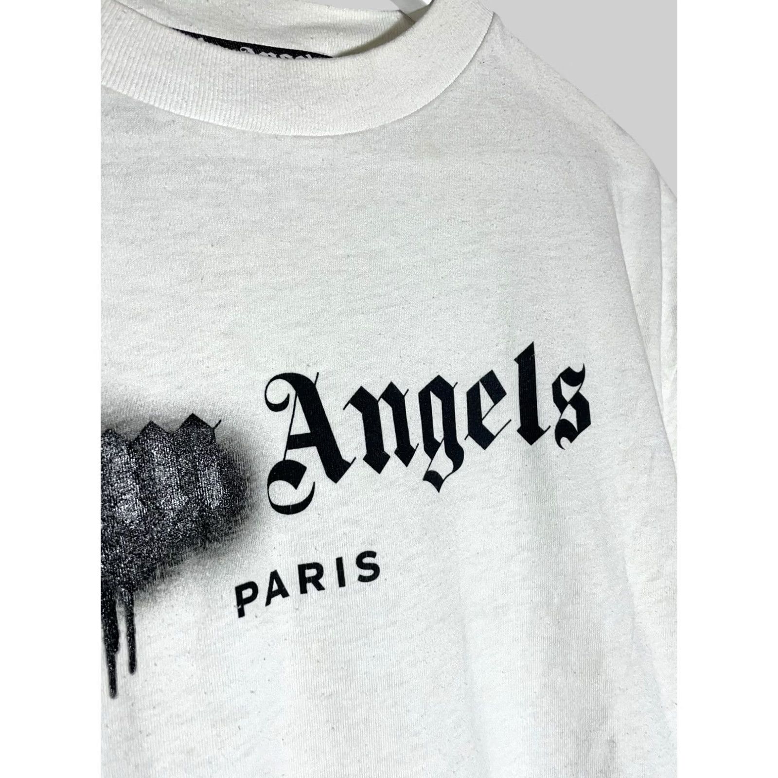 Palm Angels Palm Angels Paris Spray Logo T-Shirt Men M White Logo Paris 90s? Size US M / EU 48-50 / 2 - 6 Thumbnail