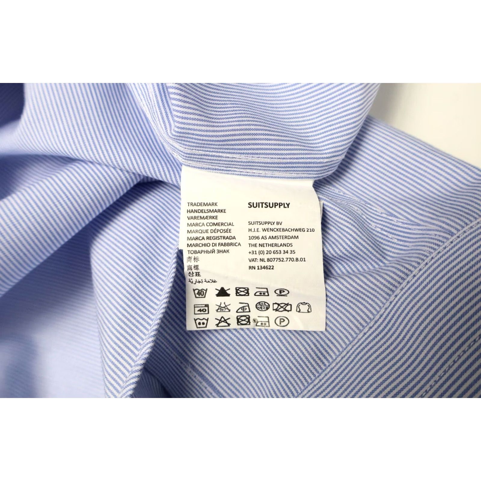 Suitsupply SUITSUPPLY Formal Shirt Men's Extra Slim Fit Blue Pinstripe 45-7/17 3/4L Size 48R - 6 Thumbnail