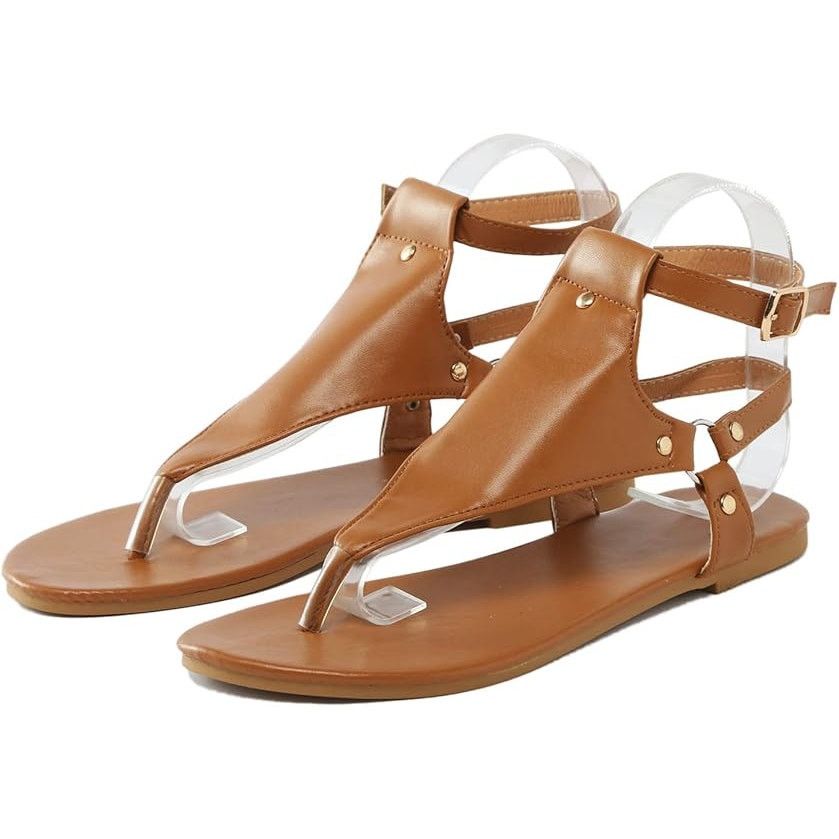 Other Thong Sandals Open Toe Shoes Flat Ankle Buckle Brow Size US 10 / IT 40 - 2 Thumbnail