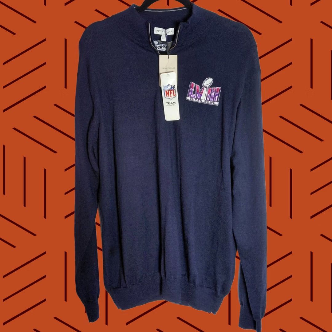 Peter Millar NWT Peter Millar Merino Wool Blend Super Bowl Navy Knit Sweater L Mens Crew Neck Pullover Fashion Sports Winter Casual - Bow Logo Size US L / EU 52-54 / 3 - 1 Thumbnail
