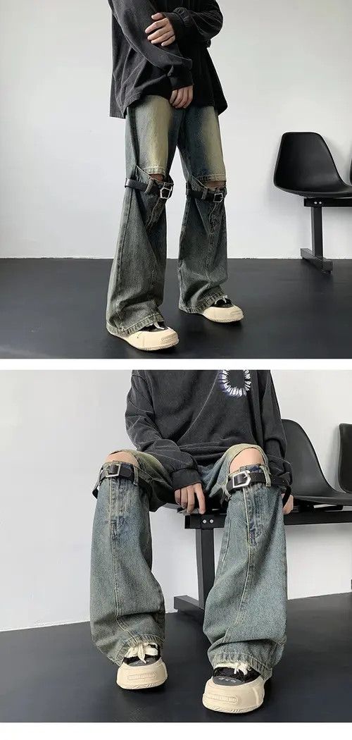 Jean Belt Hollow Flare Jeans Size US 33 - 3 Thumbnail