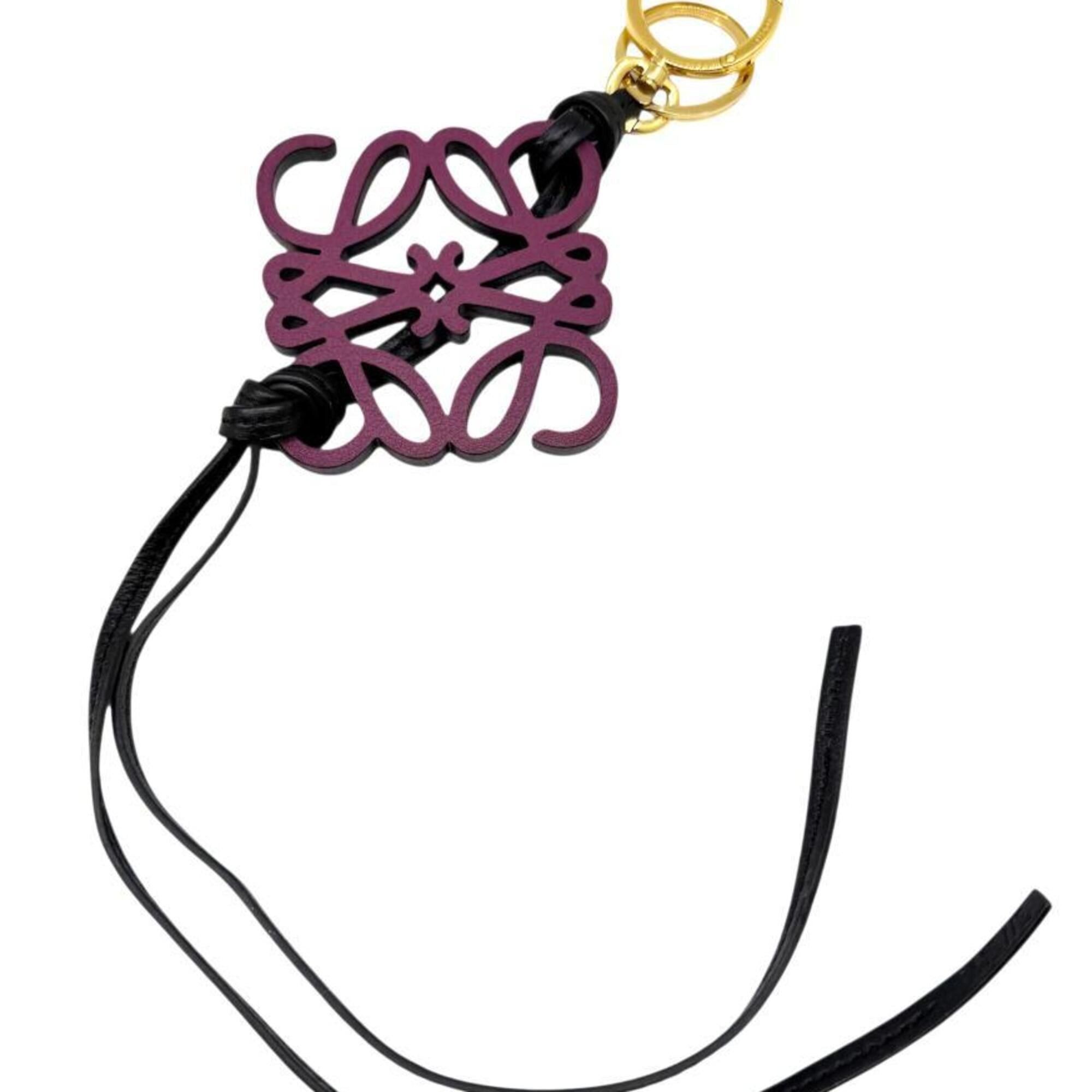 Loewe LOEWE Anagram Bag Charm, Leather, Purple and Black, Keychain, C621232X83, Calfskin, Women's Size ONE SIZE - 1 Thumbnail