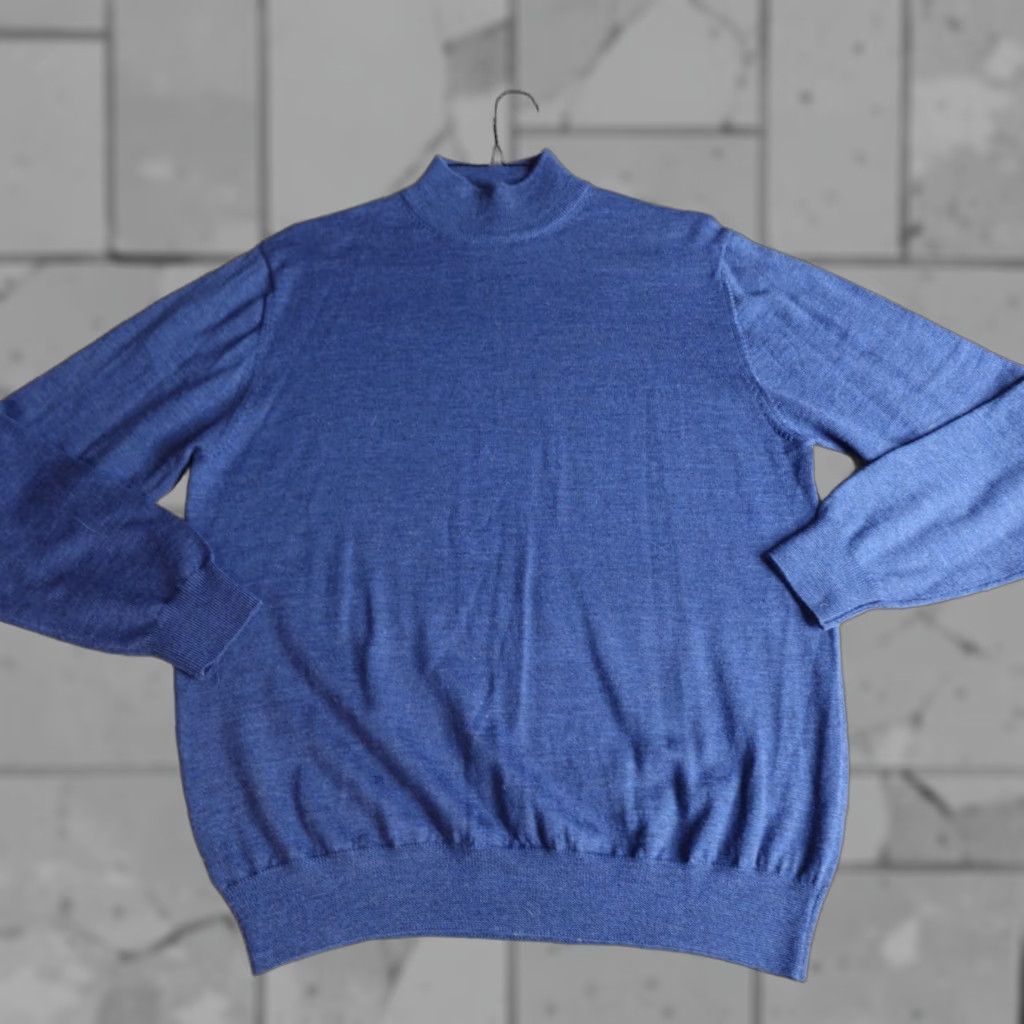 Vintage Paul Fredrick Sweater Long Sleeve Blue 100% Merino Wool Mock Neck Pullover S Regular Men Knit Knitwear Vintage No Size US S / EU 44-46 / 1 - 1 Thumbnail