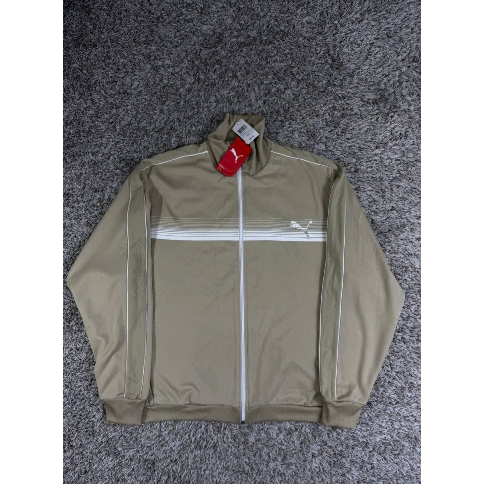 Puma VINTAGE Puma Streaming Cat Track Jacket Beige Men's XL Retro Full Zip Long Sleeve Polyamide Polyester Spring Fall Activewear Men Size XL Beige Retro Size US XL / EU 56 / 4 - 2 Thumbnail
