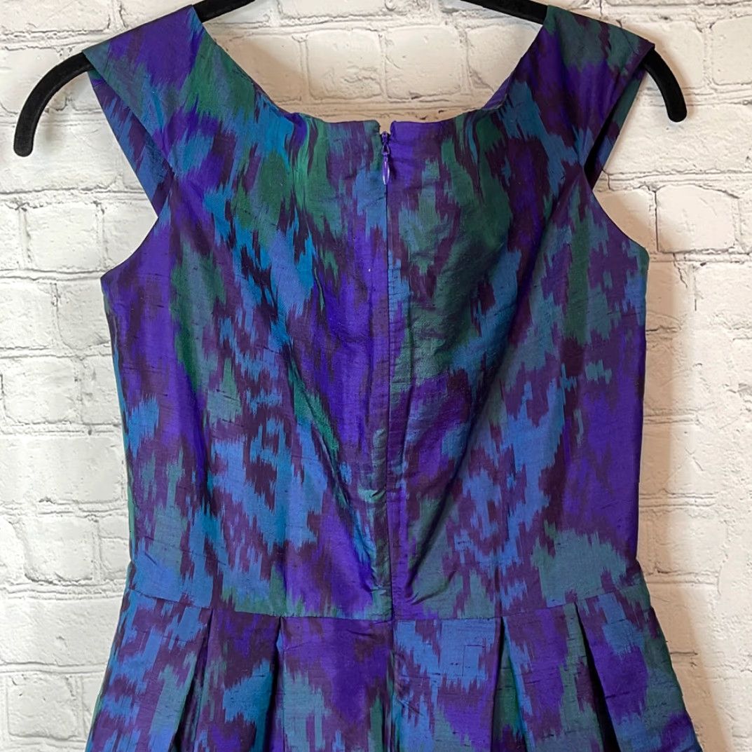 Vintage VINTAGE RED Valentino Women’s Silk Dress Midi Sleeveless Blue Purple A-Line 34" Blue Girls Womens (if applicable) Size M / US 6-8 / IT 42-44 - 5 Thumbnail