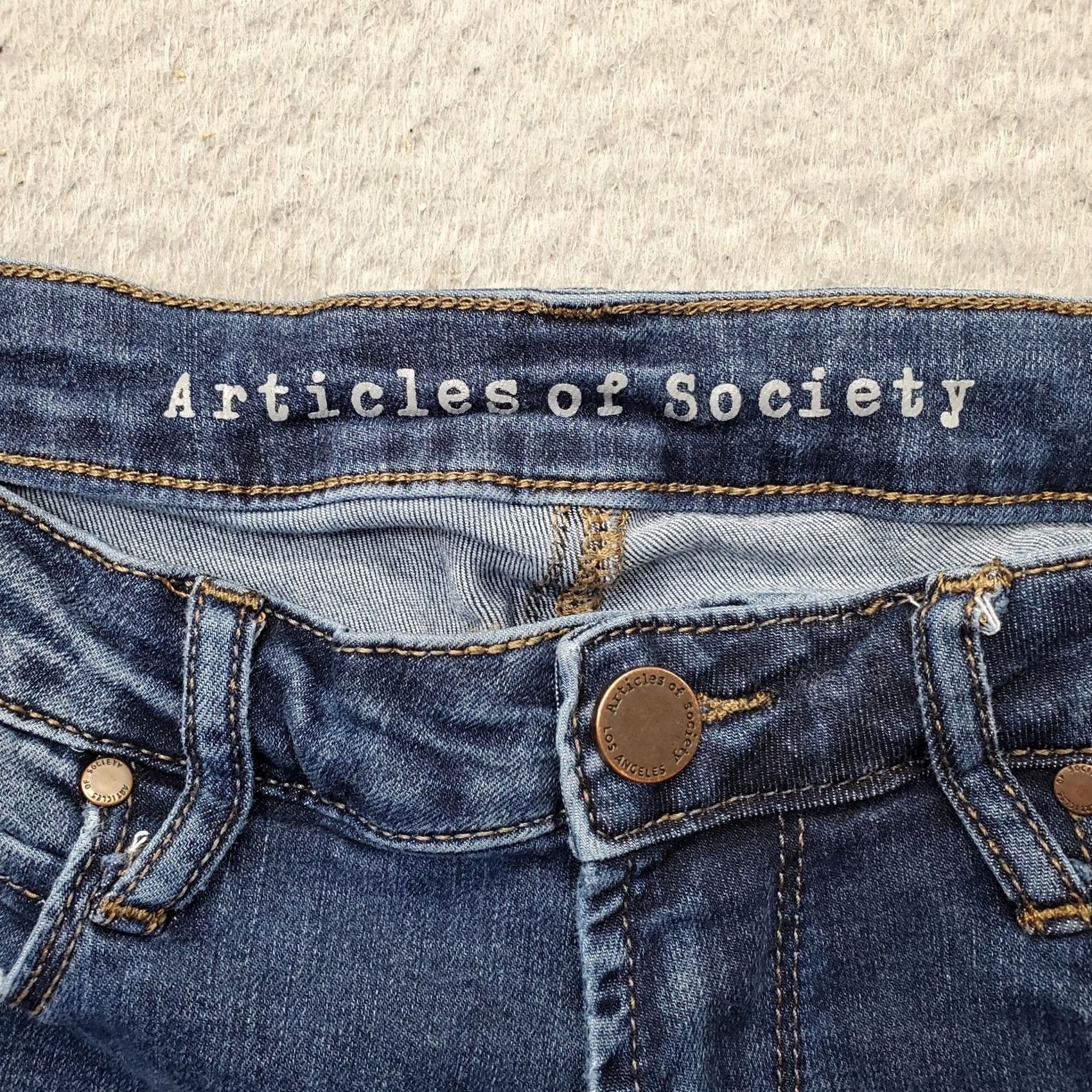 Vintage Articles of Society Jeans Skinny Women's 28 Blue Faded Denim Stretch Frayed Hem Size 28" / US 6 / IT 42 - 6 Thumbnail