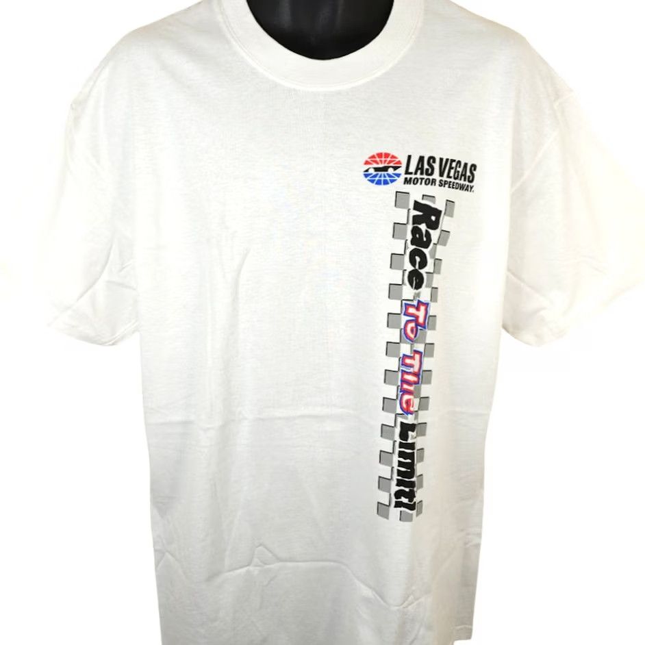 Hanes VINTAGE Hanes Las Vegas Motor Speedway T Shirt Mens Large White Racing 2000s Y2K Graphic Tee Mens Size US L / EU 52-54 / 3 - 2 Thumbnail