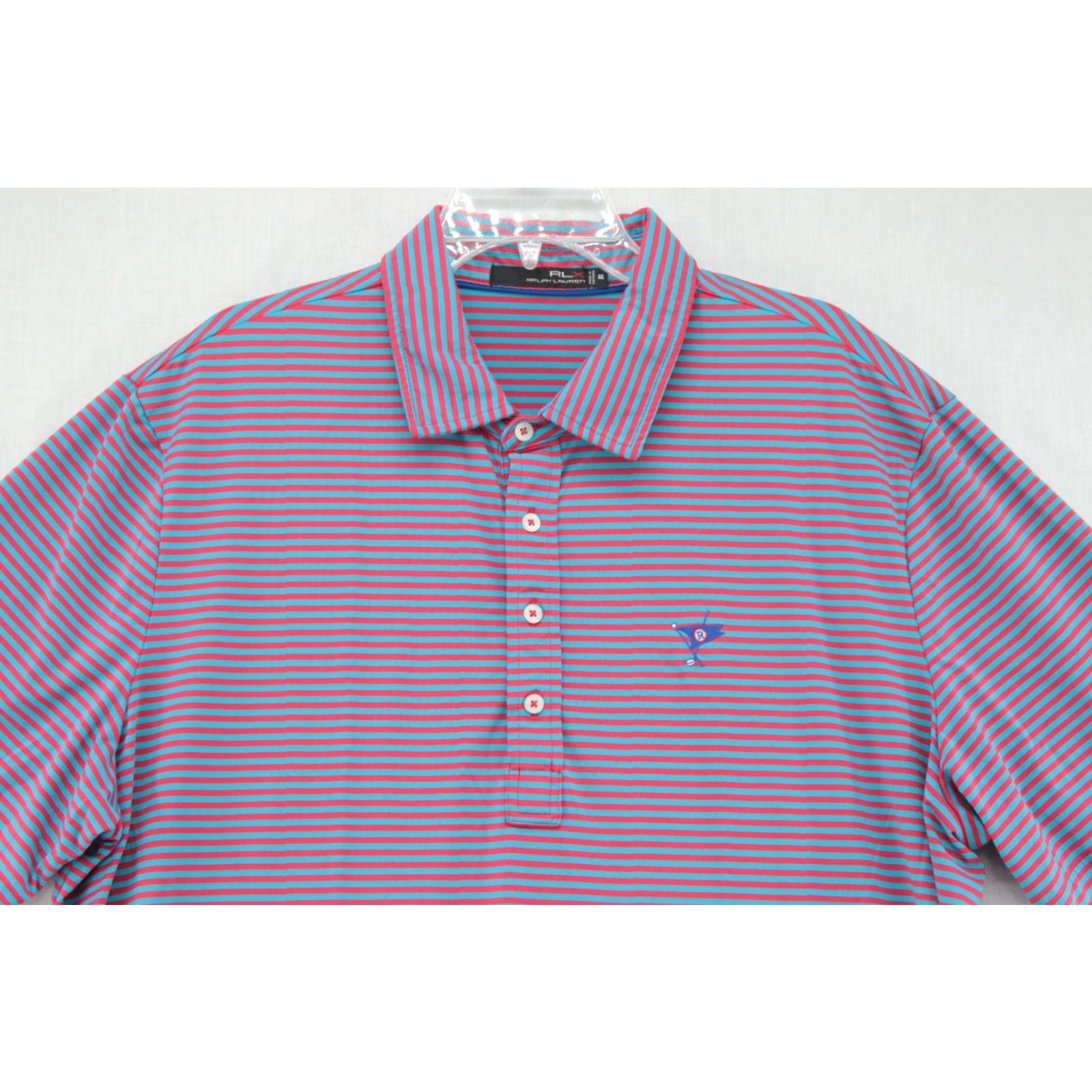 RLX Ralph Lauren RLX Ralph Lauren Polo Shirt Main Selling Point Brand Polo Men 2XL Striped Red Blue Performance Wicking Golf Shirt Mens Size US XXL / EU 58 / 5 - 2 Thumbnail