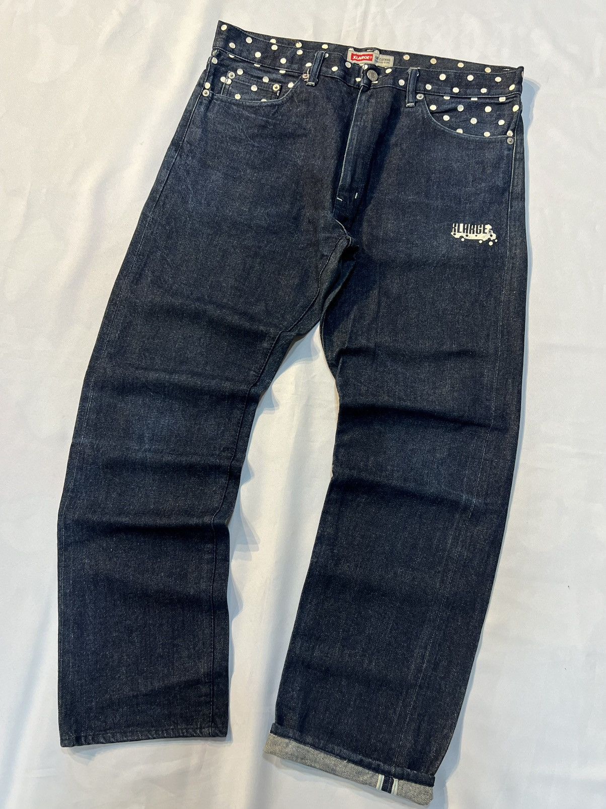 Japanese Brand × Xlarge X-LARGE POLKA DOTS PATTERN SELVEDGE DENIM PANT Size US 33 - 3 Thumbnail