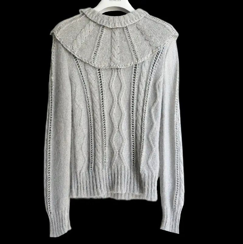 Valentino Valentino Gray Wool Cropped Sweater for Women 0089 Size S / US 4 / IT 40 - 1 Thumbnail