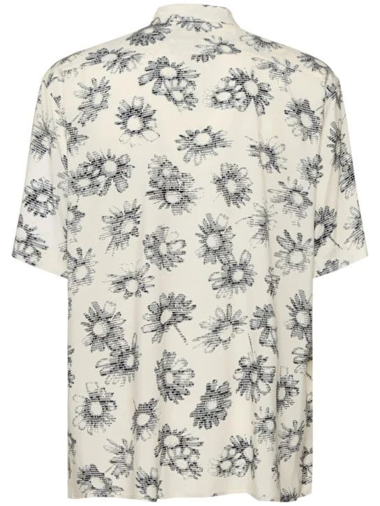 Magliano o1lsvrm0425 Matrix Print Viscose Bowling Shirt in White Size US L / EU 52-54 / 3 - 2 Thumbnail