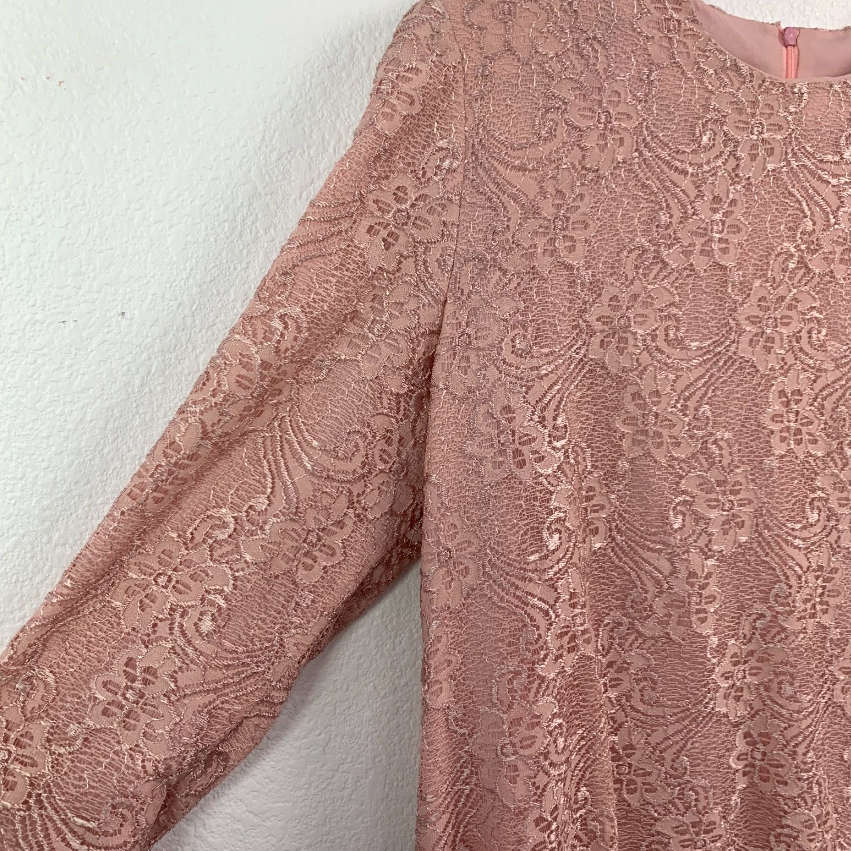 Pinko VINTAGE Caron Chicago Dusty Pink Lace Shirt Skirt Outfit 12 Women 1990s Secretary/Geek Casual Size XL / US 12-14 / IT 48-50 - 3 Thumbnail