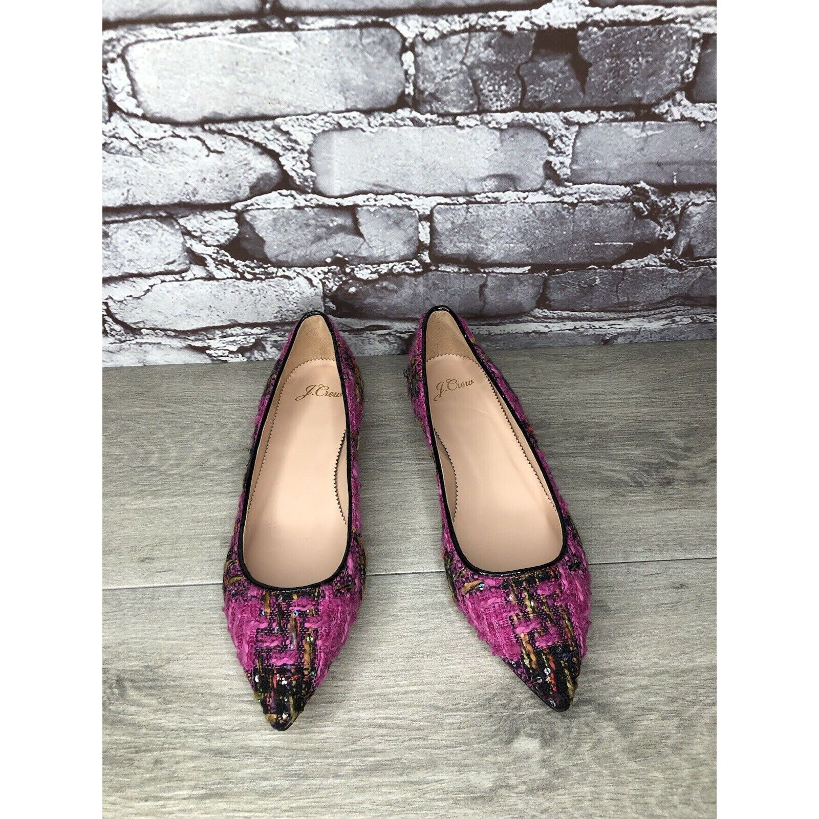 J.Crew J. Crew K2904 Pink Fresh Berry Tweed Pointed Toe Flats Women Size US 7 / IT 37 - 11 Thumbnail