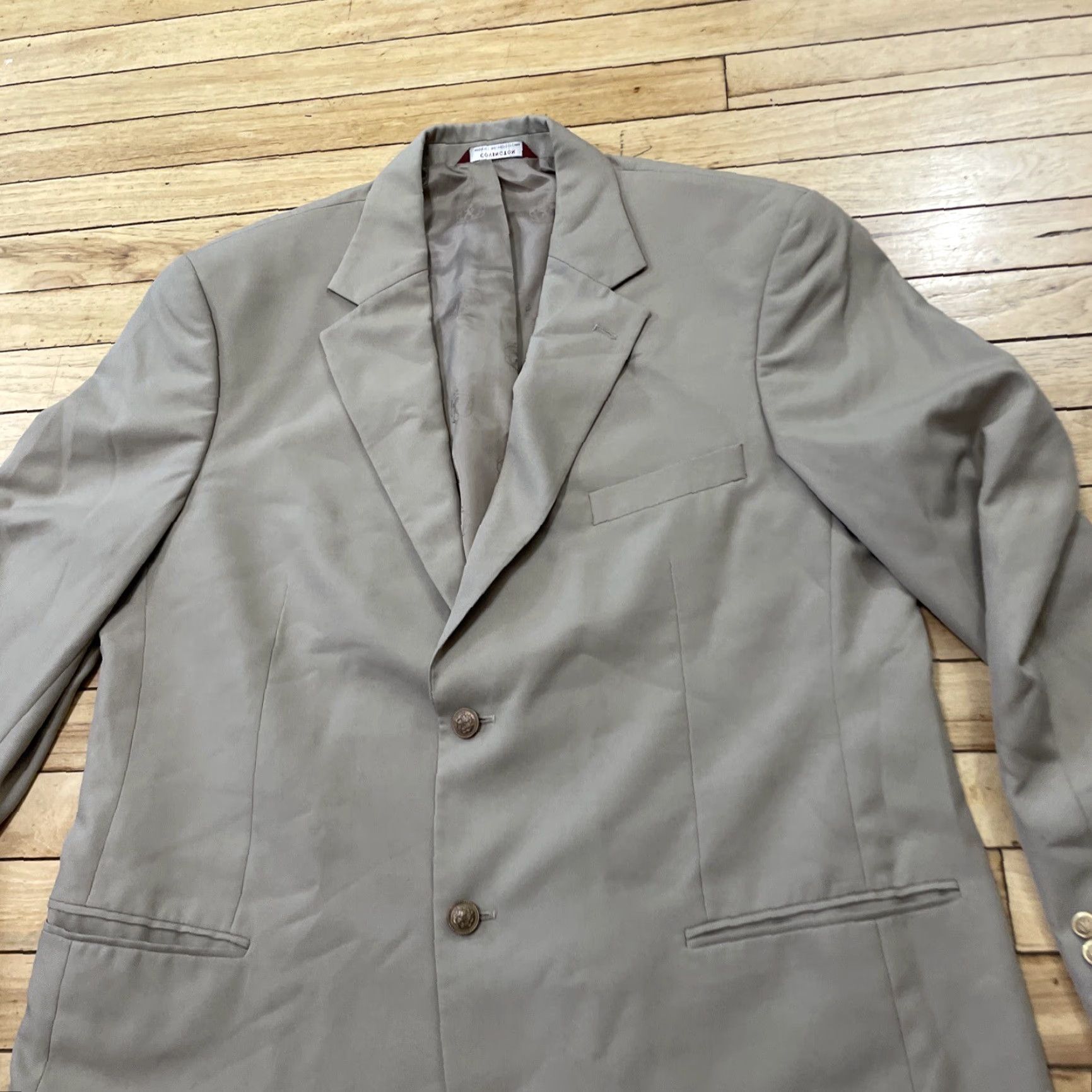 Vintage VINTAGE Covington Blazer Jacket Men 42 Tan Beige 2-Button Modern Coat Sport 42 R Size 42R - 3 Thumbnail