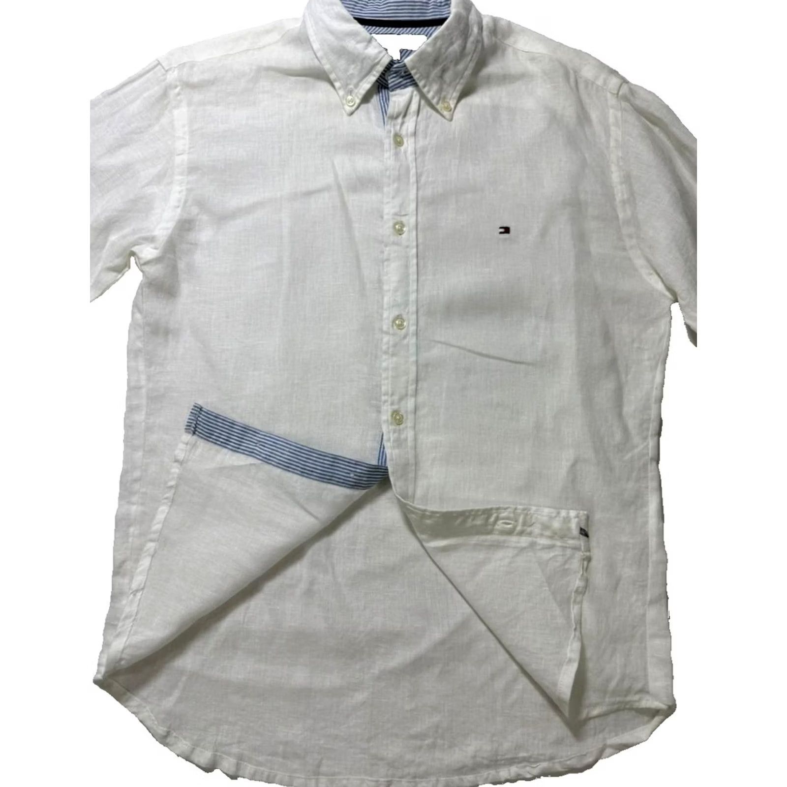 Tommy Hilfiger Tommy Hilfiger Follow Flag Detail Linen Relaxed Fit Shirt - Size M - White, Women Size M / US 6-8 / IT 42-44 - 5 Thumbnail