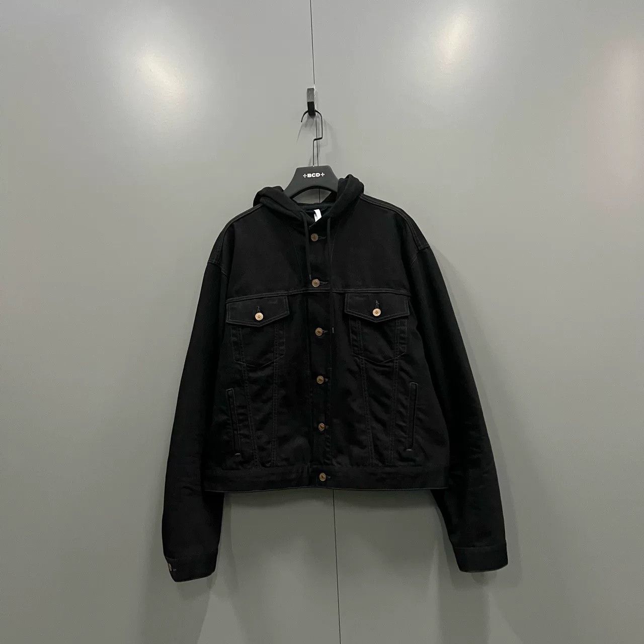 Balenciaga Balenciaga Black Denim Hooded Jacket Size US L / EU 52-54 / 3 - 1 Thumbnail