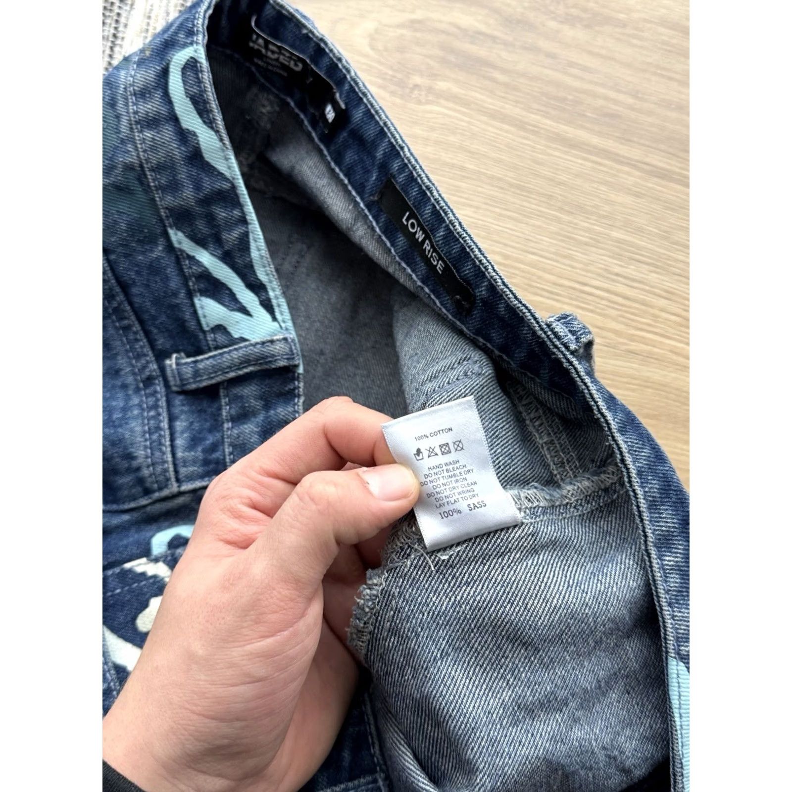 Jaded London VINTAGE Jaded London Angel Printed Flared Bootcut Low Rise Jeans Pants Size 30 S Denim Blue Men's Jeans 90s Streetwear Size US 30 / EU 46 - 8 Thumbnail