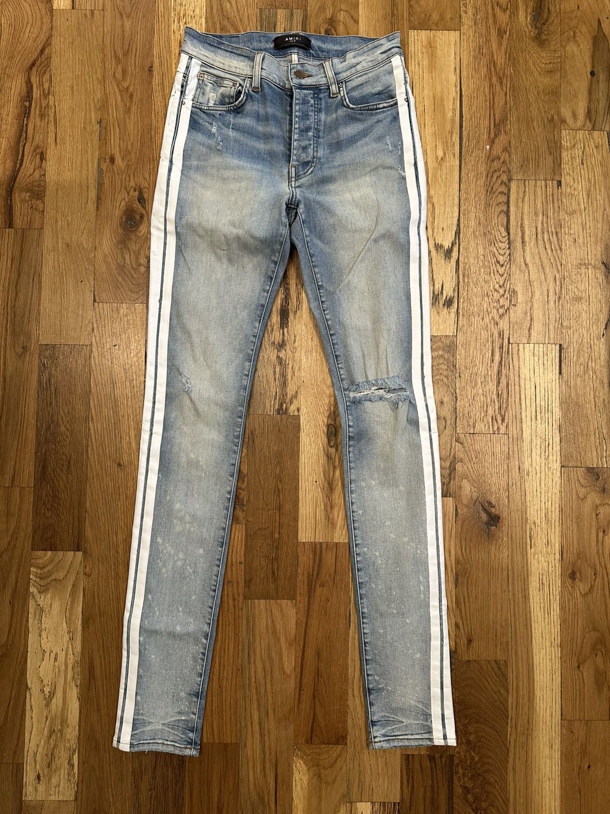 Amiri White Stripe Blue Denim Jeans Size 29