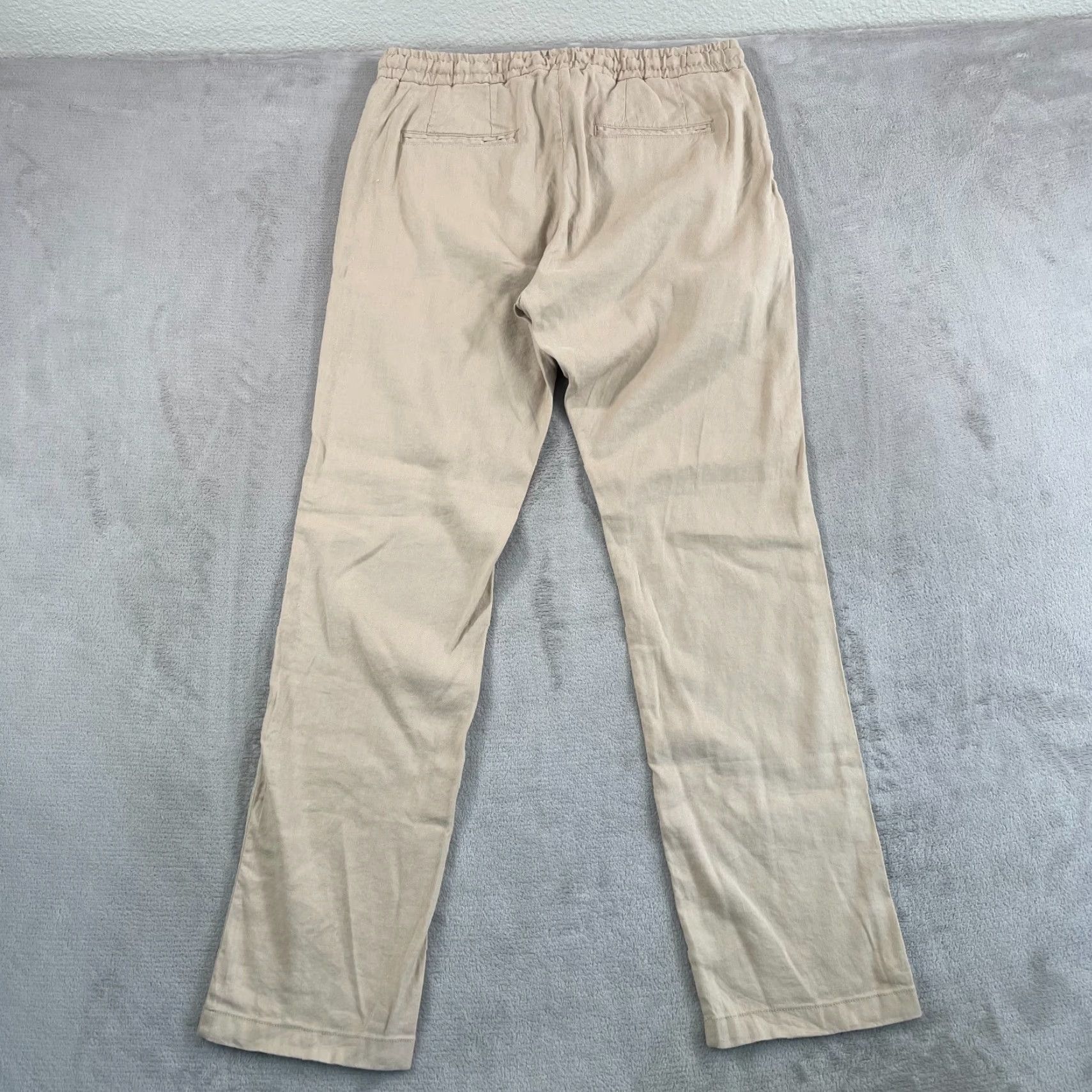 John Varvatos John Varvatos Campos Pants Men 33x32 Khaki Linen Blend Relaxed Fit NWT Beige Solid 90s USA Mens Size US 33 - 6 Thumbnail