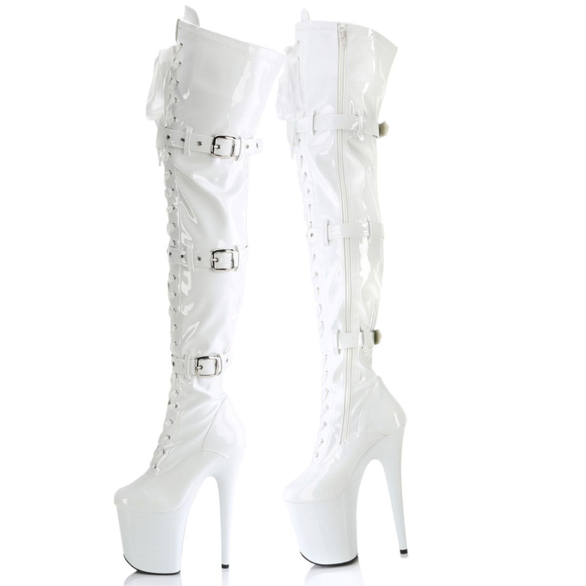 Other Flamingo 3028 Triple Buckle Thigh High 4" Platform Boot 8" H Size US 11 / IT 41 - 3 Thumbnail