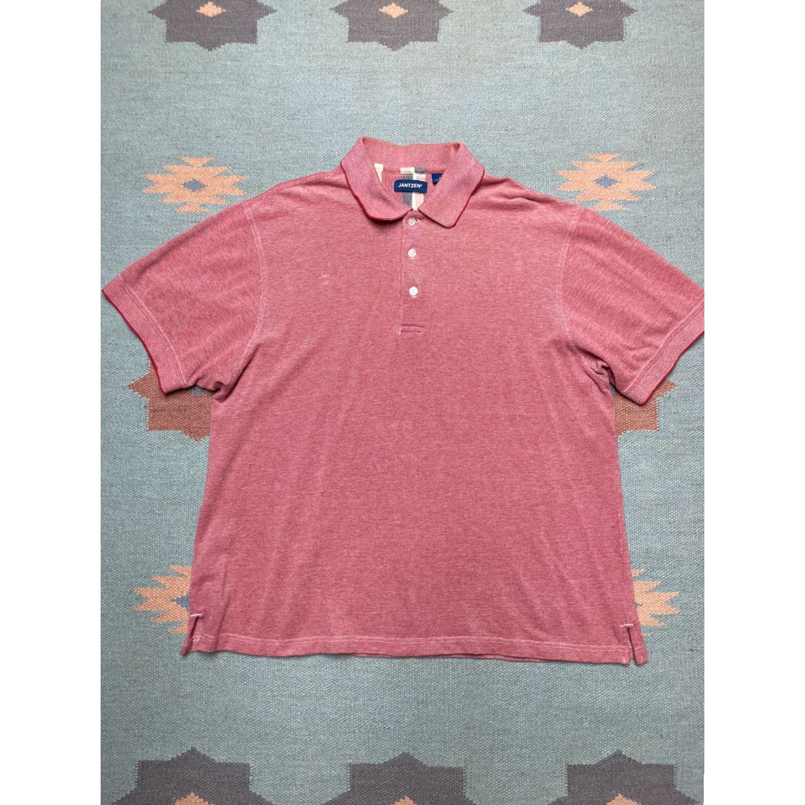 Jantzen Jantzen Polo Shirt Golf 1/4 Button 100% Cotton Short Sleeve Men L Red - Shirts Mens Polo Size US L / EU 52-54 / 3 - 2 Thumbnail