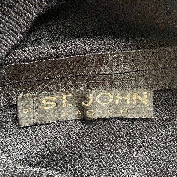 St. John St John Black Wool Blend Santana Knit V-Neck Knee Dress 🇺🇸 Size M / US 6-8 / IT 42-44 - 5 Thumbnail