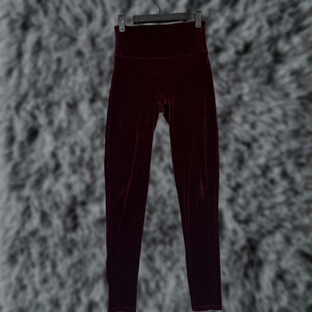Spanx Spanx Leggings M Burgundy Velvet Shaping Ankle High-Rise Solid Womens Size 32" / US 10 / IT 46 - 1 Thumbnail