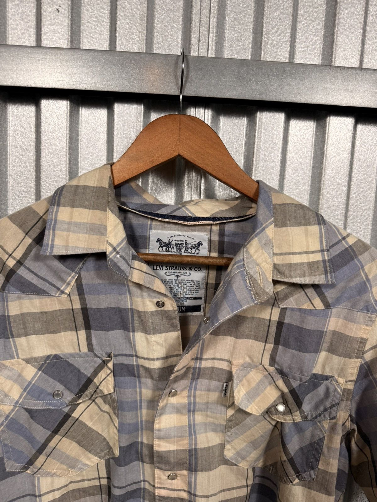 Levi's Vintage Levis Western Pearl Snap Button Up Plaid Shirt Size US M / EU 48-50 / 2 - 2 Thumbnail