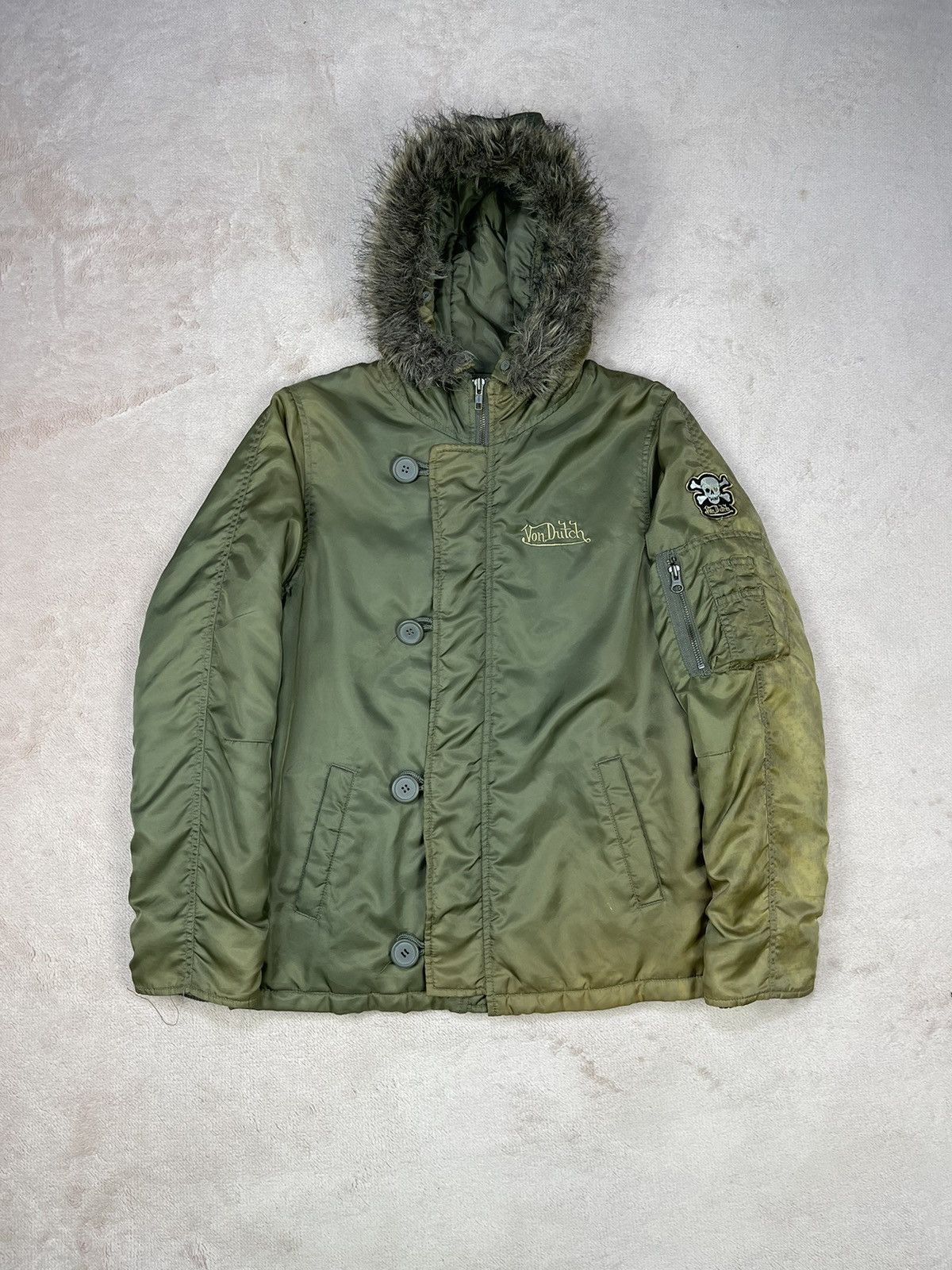 Von Dutch Vintage VON DUTCH Skull Logo Flight Bomber Jacket Size L / US 10 / IT 46 - 1 Thumbnail